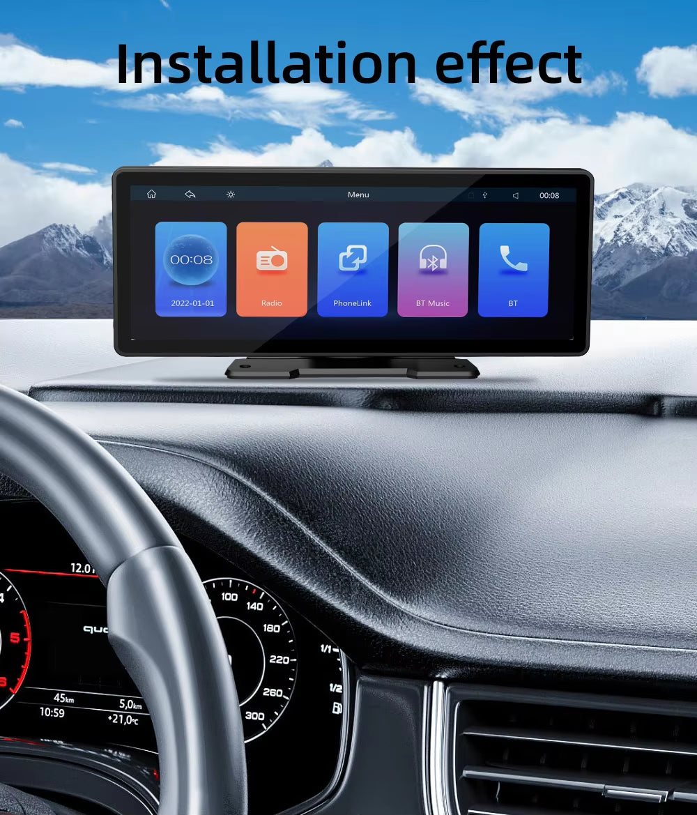 Pantalla CarPlay Inalámbrica 10.26” con Cámara de Reversa AHD