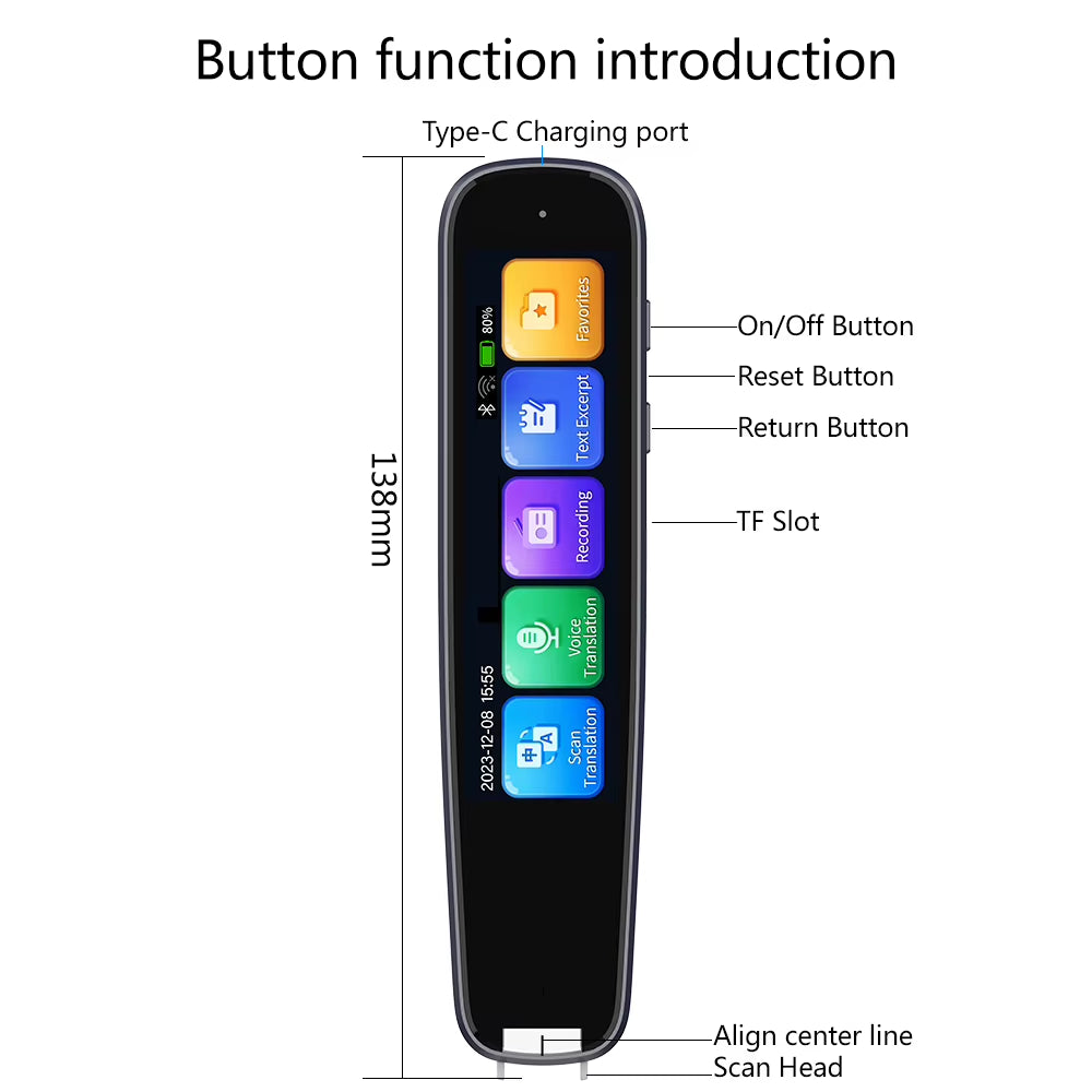 Lápiz Traductor Inteligente con IA | AI Smart Translator Pen – Voz, Escáner y Traducción Multilingüe