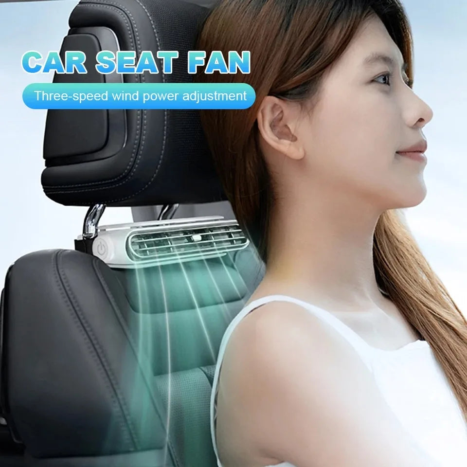 Large 3000Mah Car Cooling Fan for Backseat 3 Speeds Portable Car Seat Headrest Fan Electric Car Seat Fan for Mini Car RV Sedans
