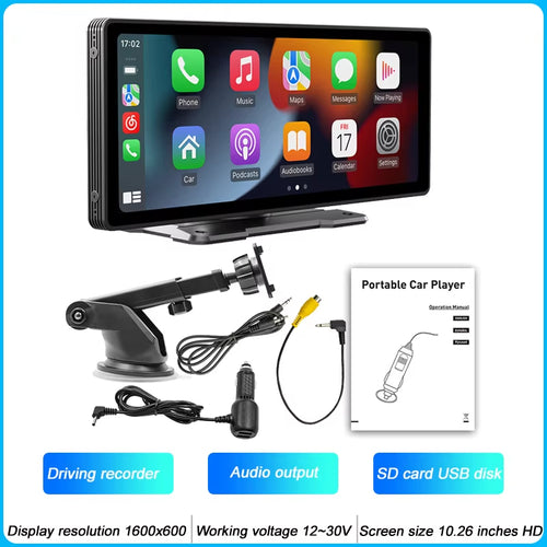Pantalla CarPlay Inalámbrica 10.26” con Cámara de Reversa AHD